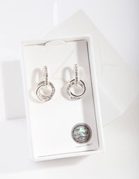 Silver Diamond Simulant Crystal Link Earrings - link has visual effect only