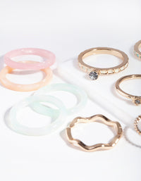 Pastel Gold Acrylic Marble Ring 8-Pack - link has visual effect only