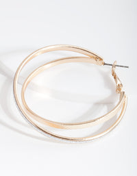 Gold Textured Double Hoop Earrings - link has visual effect only