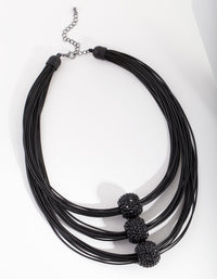 Black Triple Row Bead Necklace - link has visual effect only