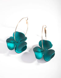 Green Flower Hoop Earrings - link has visual effect only