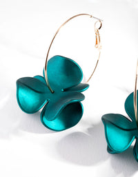 Green Flower Hoop Earrings - link has visual effect only