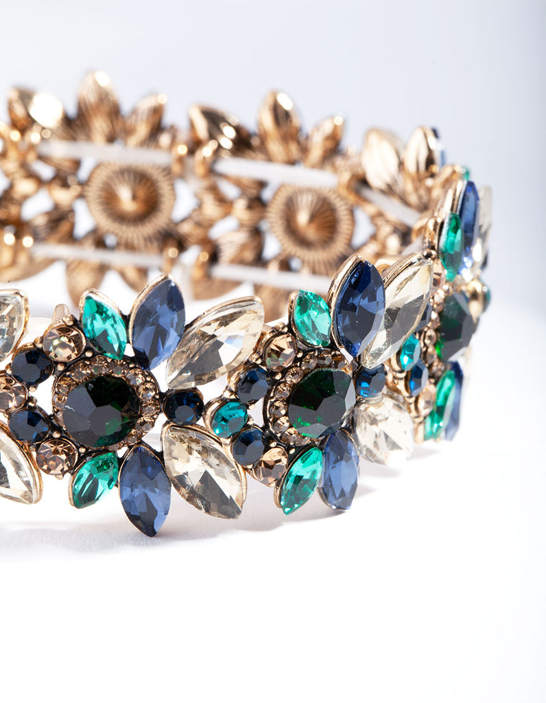 Blue Gold Multi Diamante Bangle