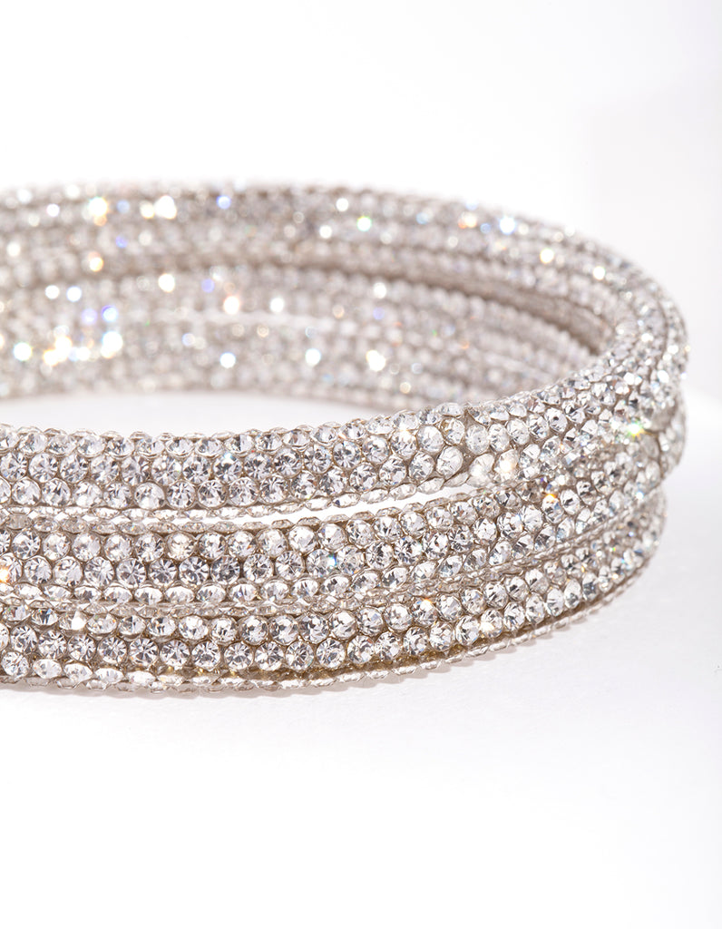 Silver Statement Diamante Bracelet Pack