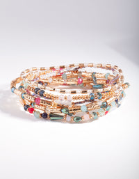 Rose Gold Faceted Multi Bead Bracelet 7-Pack - link has visual effect only