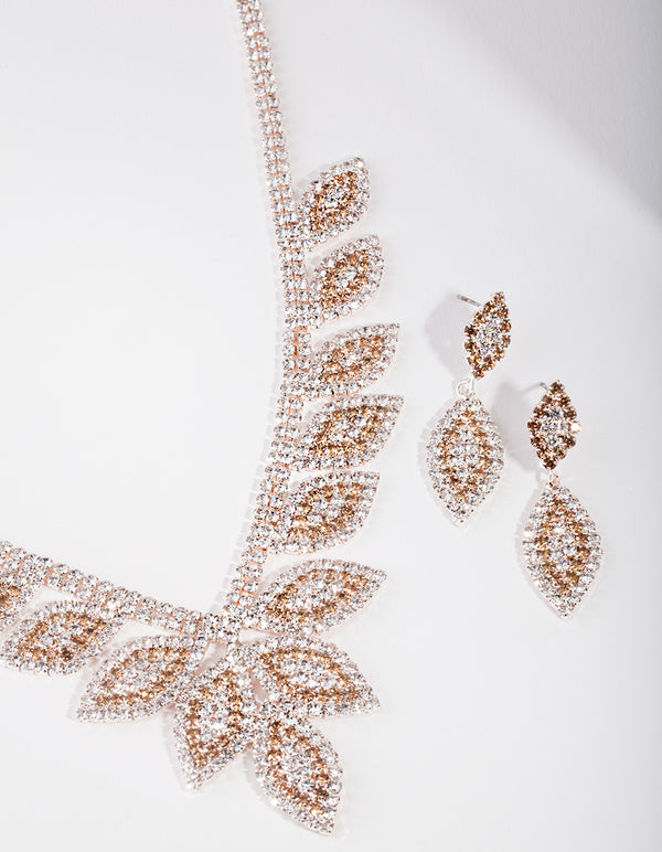 Rose Gold Single Leaf Jewellery Set