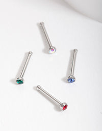 Rhodium Jewel Nose Stud 4-Pack - link has visual effect only