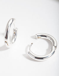 Silver Simple Polished Hoop Earrings - link has visual effect only