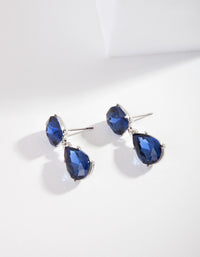 Gunmetal Classic Blue Teardrop Earrings - link has visual effect only