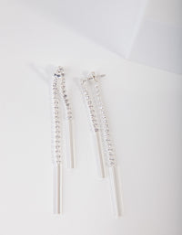 Silver Cubic Zirconia Cupchain & Bar Drop Earrings - link has visual effect only