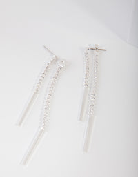 Silver Cubic Zirconia Cupchain & Bar Drop Earrings - link has visual effect only