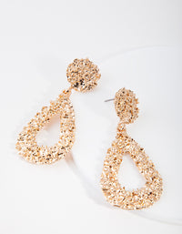 Gold Textured Teardrop Earrings - link has visual effect only