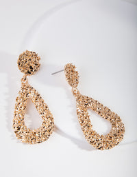 Gold Textured Teardrop Earrings - link has visual effect only