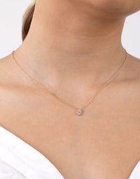 Gold Plated Sterling Silver Cubic Zirconia Pear Halo Necklace - link has visual effect only