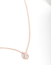 Rose Gold Plated Sterling Silver Cubic Zirconia Pear Halo Necklace - link has visual effect only