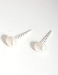 Sterling Siver Organic Freshwater Pearl Stud Earrings - link has visual effect only