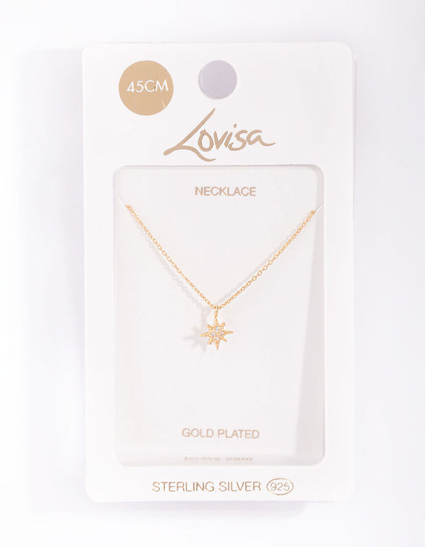 Gold Plated Sterling Silver Starburst Necklace