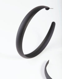 Black Coated Metal Hoop Earrings - link has visual effect only