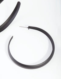 Black Coated Metal Hoop Earrings - link has visual effect only