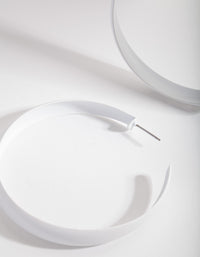 White Matte Open Hoop Earrings - link has visual effect only