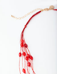 Red Multi-Row Bead Necklace - link has visual effect only