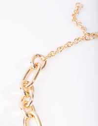 Gold Plated Thick Figaro Chain Necklace - link has visual effect only