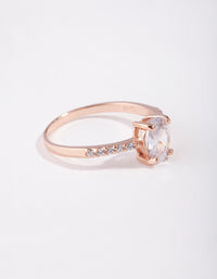 Rose Gold Plated Sterling Silver Cubic Zirconia Oval Engagement Ring - link has visual effect only