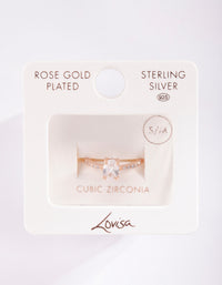 Rose Gold Plated Sterling Silver Cubic Zirconia Oval Engagement Ring - link has visual effect only