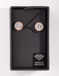 Diamond Simulant Gold Rounded Stud Earrings - link has visual effect only