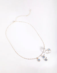 Silver & Blue Diamond Simulant Jewellery Set - link has visual effect only