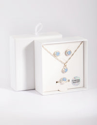 Silver & Blue Diamond Simulant Jewellery Set - link has visual effect only