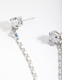 Rhodium Fancy Chain Double Stud Earrings - link has visual effect only