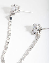 Rhodium Fancy Chain Double Stud Earrings - link has visual effect only