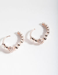 Rose Gold Diamante Bead Huggie Earrings - link has visual effect only