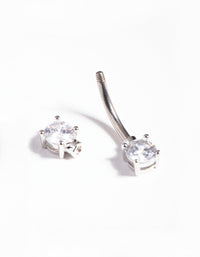 Titanium Double Cubic Zirconia Belly Bar - link has visual effect only