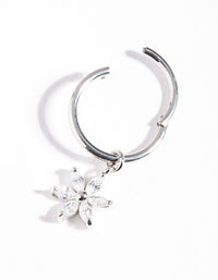 Surgical Steel Floral Charm Cubic Zirconia Belly Ring - link has visual effect only