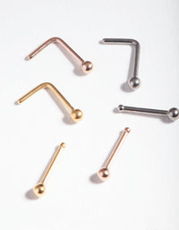 Mixed Metal Surgical Steel Nose Bar 6-Pack - link has visual effect only