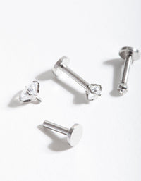 Surgical Steel Cubic Zirconia Flat Back Trio Pack - link has visual effect only