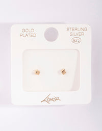 Gold Plated Sterling Silver Mini Cube Stud Earrings - link has visual effect only