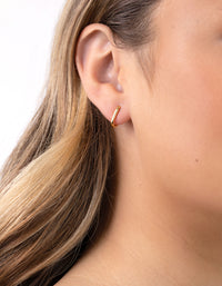 Gold Plated Sterling Silver Long Oval Huggie Earrings - link has visual effect only