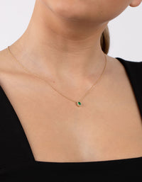 Gold Plated Sterling Silver Green Pear Halo Necklace - link has visual effect only