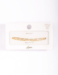 Gold Plated Sterling Silver Mixed Chain Double Row Bracelet - link has visual effect only