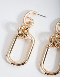 Gold Chunky Chain Link Earrings - link has visual effect only