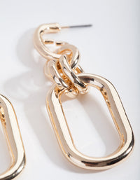 Gold Chunky Chain Link Earrings - link has visual effect only