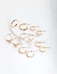 Gold Mini Pearl Hoop Earring 6-Pack - link has visual effect only