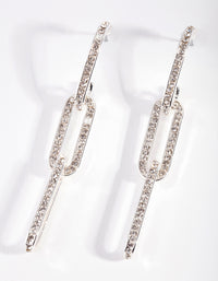 Silver Diamante Chain Link Drop Earrings - link has visual effect only