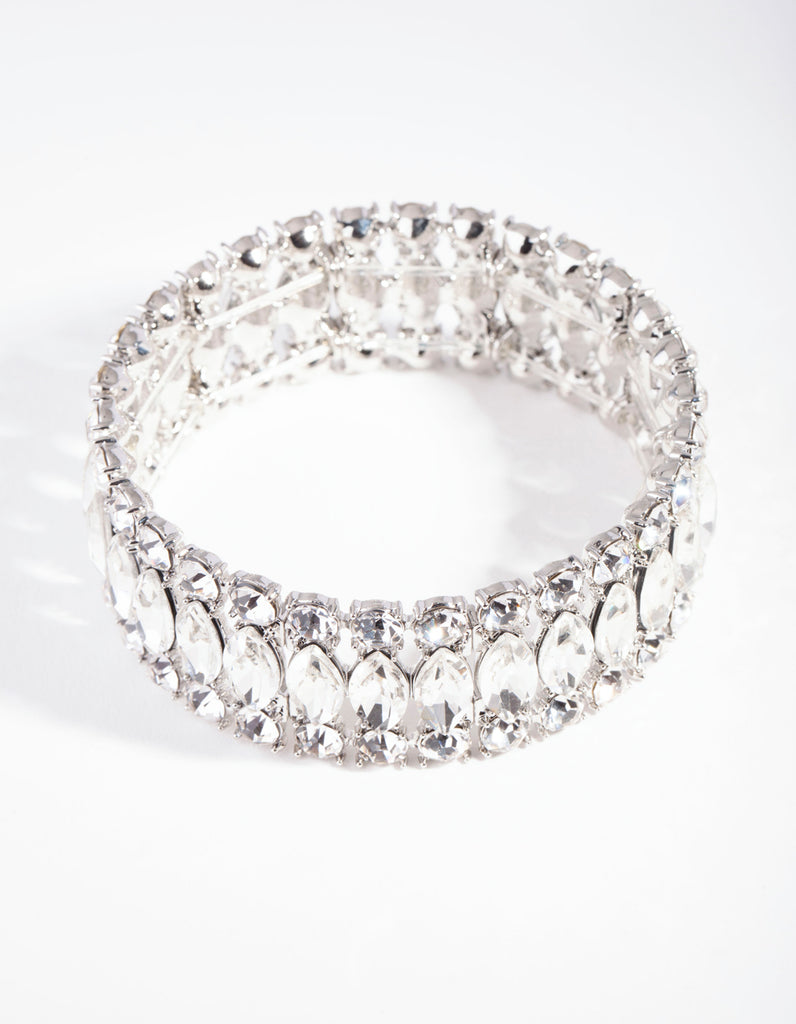 Rhodium Marquise Stone Bracelet