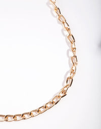 Gold Medium Link Necklace - link has visual effect only