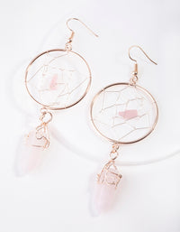 Rose Gold Dreamcatcher Rose Quartz Earrings - link has visual effect only