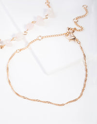 Gold Sun Pink Rose Quartz Stone Anklet - link has visual effect only